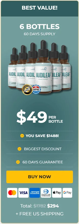 Buy AudiLeaf 6 bottles — 180 day supply best value hearing supplement